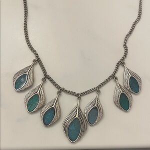 Lucky Brand Faux Turquoise Leaf Necklace - Reversible!